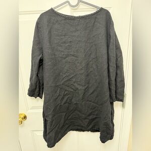 Women’s Bryn Walker Black Linen 3/4 Sleeve Tunic M Lagenlook Flowy Casual